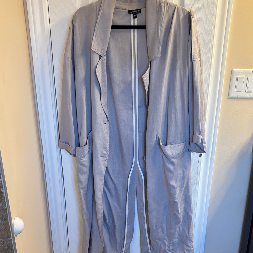 Topshop Light Gray Button-Up Coat